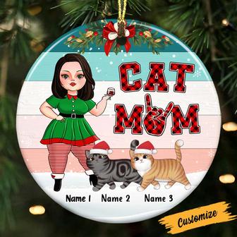 Personalized Christmas Gifts For Cat Mom, Cat Mom Christmas Circle Ornament - Thegiftio UK