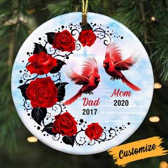 Personalized In Loving Memory Gifts, Mom Dad Grandma Grandpa Cardinal Christmas Circle Ornament - Thegiftio UK