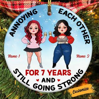 Personalized Christmas Bestie Gifts, Birthday Gift for Her, Friends Sisters Christmas Circle Ornament - Thegiftio