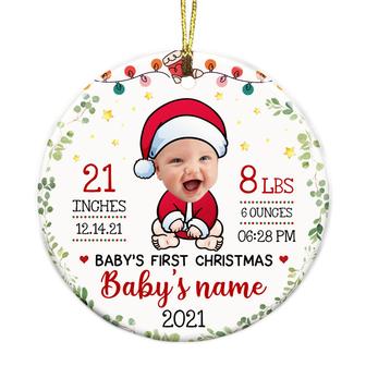 Personalized Baby First Christmas Photo Circle Ornament - Thegiftio UK