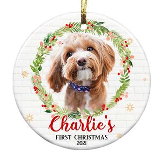 Personalized Dog Christmas Wreath Circle Ornament - Thegiftio UK