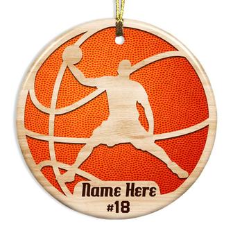 Personalized Christmas Basketball Gifts, Basketball Player, Basketball Player Christmas Circle Ornament - Thegiftio