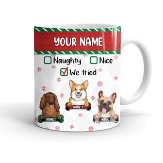 Personalized Dog Nice Naughty Christmas Mug - Thegiftio UK