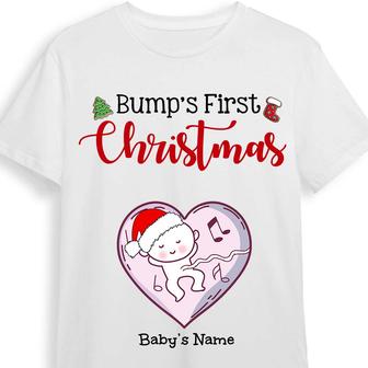 Personalized Baby Bump First Christmas Gift Mom TShirt, Pregnancy Baby Announcement, Baby Shower Gift - Thegiftio UK