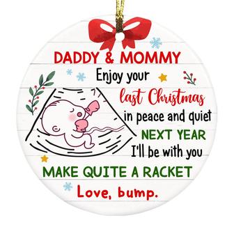 Personalized Baby Bumps First Christmas, New Baby Announcement Gifts, Baby Bump Christmas Circle Ornament - Thegiftio