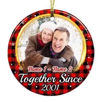 Personalized Couple Photo Christmas Together Since Circle Ornament - Thegiftio UK