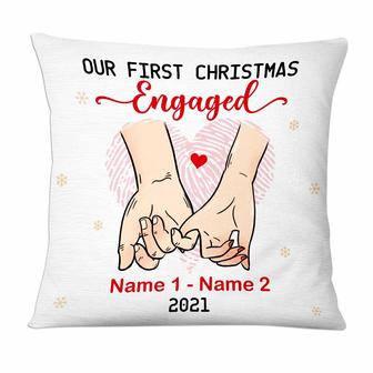 Personalized Engagement Gifts, Gift for Couples, Our First Christmas Engaged Pillow - Thegiftio