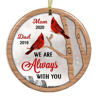 Perrsonalized Mom Dad Memo I Am Always With You Cardinal Circle Ornament - Thegiftio UK