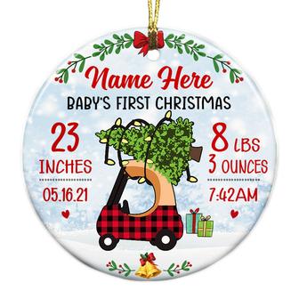 Personalized Baby's First Christmas Gift, Toy Car with Christmas Tree, Toy Car Baby First Christmas Circle Ornament - Thegiftio UK