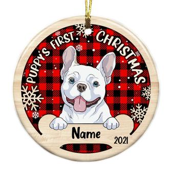 Personalized Pet Lover Xmas Gift, Puppy's 1st Christmas, Dog First Christmas Circle Ornament - Thegiftio UK