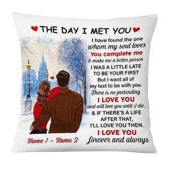 Personalized Christmas Gift For Couple, Anniversary, The Day I Met You Couple Christmas Pillow - Thegiftio