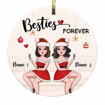 Personalized Friends Sisters Christmas Circle Ornament NB93 30O58 - Thegiftio UK