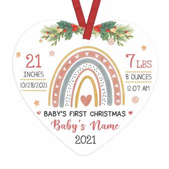 Personalized Baby Keepsake Ornament, New Baby Ornament, 1st Christmas Gift, Rainbow Baby First Christmas Heart Ornament - Thegiftio