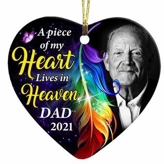 Personalized Memo Butterfly Mom Dad Grandma Grandpa Photo Heart Ornament - Thegiftio UK