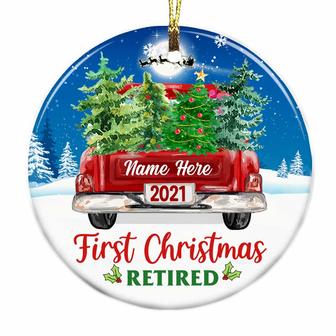 Personalized 1st Christmas Retired Christmas Gifts, First Christmas Retired Car Truck Circle Ornament - Thegiftio UK