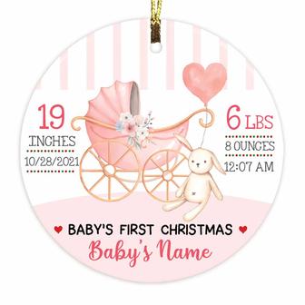 Personalized New Baby Ornament, Baby Shower Gift, Baby First Christmas Rabbit Circle Ornament - Thegiftio UK