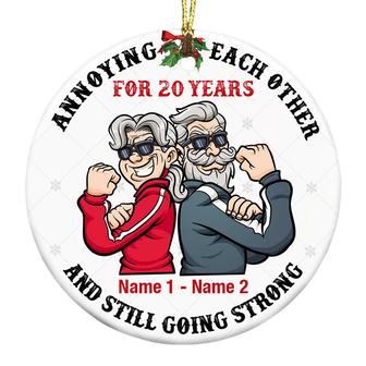 Personalized Christmas Gift For Husband Wife, Grandparent Couple, Annoying Each Other Christmas Circle Ornament - Thegiftio UK