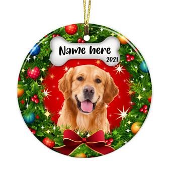 Personalized Dog Cat Photo Christmas Wreath Circle Ornament - Thegiftio UK