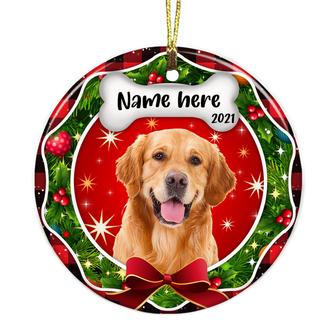 Personalized Christmas Dog First Christmas Photo Circle Ornament - Thegiftio UK