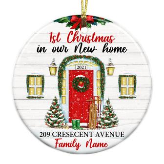 Personalized Couple Christmas Keepsake, First Christmas New Home, Family Couple First Christmas New Home Circle Ornament - Thegiftio UK