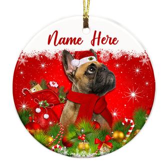 Personalized Christmas Gifts For Frenchie Mom Dad, French Bulldog Gifts, French Bulldog Dog Christmas Circle Ornament - Thegiftio UK