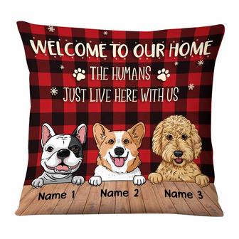 Personalized Dog Humans Live With Us Pillow - Thegiftio UK