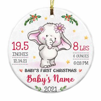 Personalized Baby First Christmas Elephant Circle Ornament - Thegiftio UK