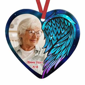 Personalized Wings Memo Photo Circle Ornament Heart Ornament - Thegiftio UK