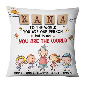 Personalized Grandma Is The World Kid Grandkid Granddaughter Grandson Pillow - Thegiftio