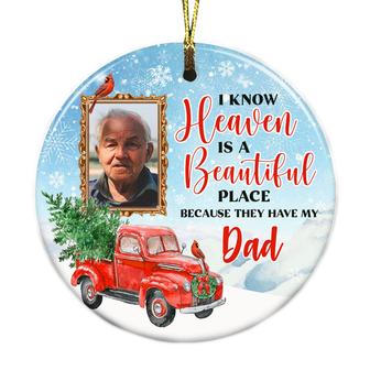 Personalized Memo Heaven Mom Dad Grandma Grandpa Circle Ornament NB202 81O32 - Thegiftio UK
