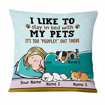 Personalized Stay In Bed With My Dog Cat Pillow - Thegiftio UK