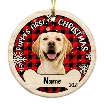 Personalized Dog Photo First Christmas Circle Ornament - Thegiftio UK