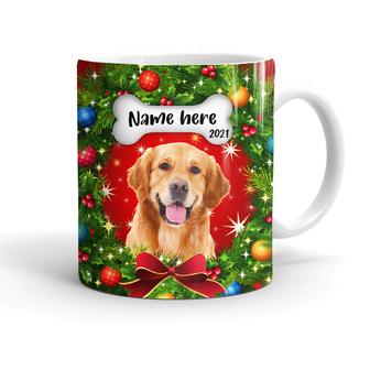 Personalized Dog Cat Photo Christmas Wreath Mug - Thegiftio UK