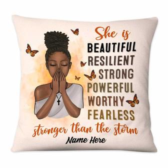 Personalized BWA She Is Stronger Than The Storm Pillow - Thegiftio UK