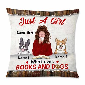 Personalized Just A Girl Loves Books Dog Pillow - Thegiftio