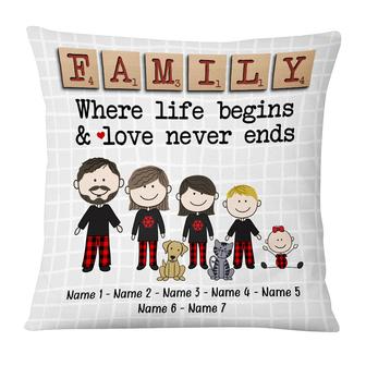 Personalized Family Love Never Ends Pillow for Family - Thegiftio UK