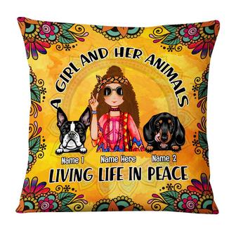 Personalized Hippie Girl Dog Pillow - Thegiftio UK