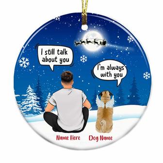 Personalized Christmas Dog Memorial Gift, Dog Lover Gift, Dog Christmas Conversation Circle Ornament - Thegiftio UK