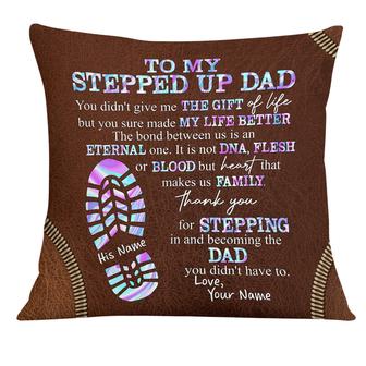 Personalized Stepped Up Dad, Step Dad Gift, Men’s Gift, Father’s Day Gift, Dad Gift, To My Stepped Up Dad Pillow - Thegiftio UK