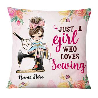 Personalized Just A Girl Who Love Sewing Pillow - Thegiftio