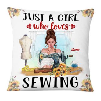 Personalized Love Sewing Girl Pillow - Thegiftio UK
