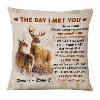 Personalized Deer Hunting Couple The Day I Met You Pillow - Thegiftio UK