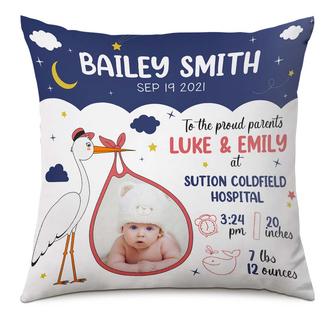 Personalized Photo Baby Birth Announcement Pillow - Thegiftio