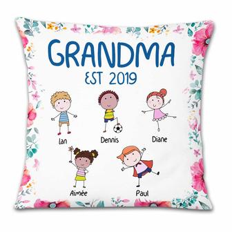 Personalized Mom Grandma Kids Flower Pillow - Thegiftio UK
