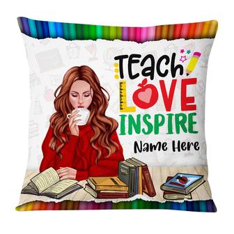 Personalized Proud Teacher Teach Inspire Pillow - Thegiftio