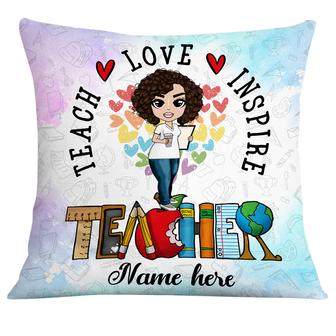 Personalized Proud Teacher Teach Inspire Pillow - Thegiftio
