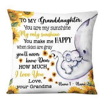 Personalized Mom Grandma Daughter Granddaughter Elephant Sunflower Pillow - Thegiftio UK