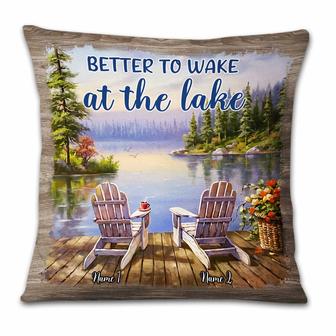 Personalized Wake At Lake Couple Pillow - Thegiftio