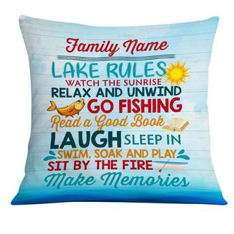 Personalized Gift For Fishing Lovers, Lake Rules Pillow - Thegiftio UK