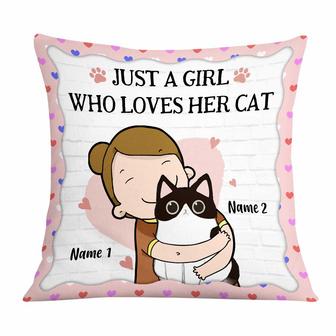 Personalized Just A Girl Who Loves Cat Mom Pillow - Thegiftio